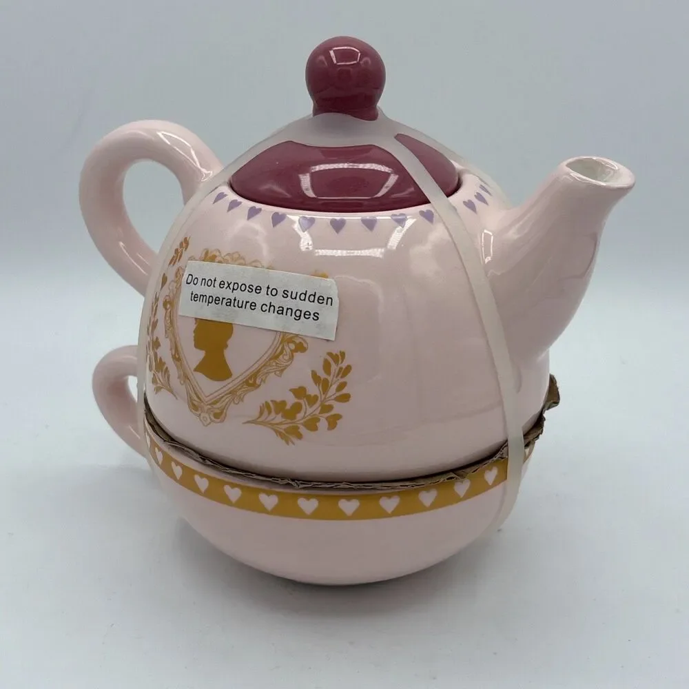 Netflix BRIDGERTON Regal Stacking Teacup & Teapot Gold Limited EUC - Never Used